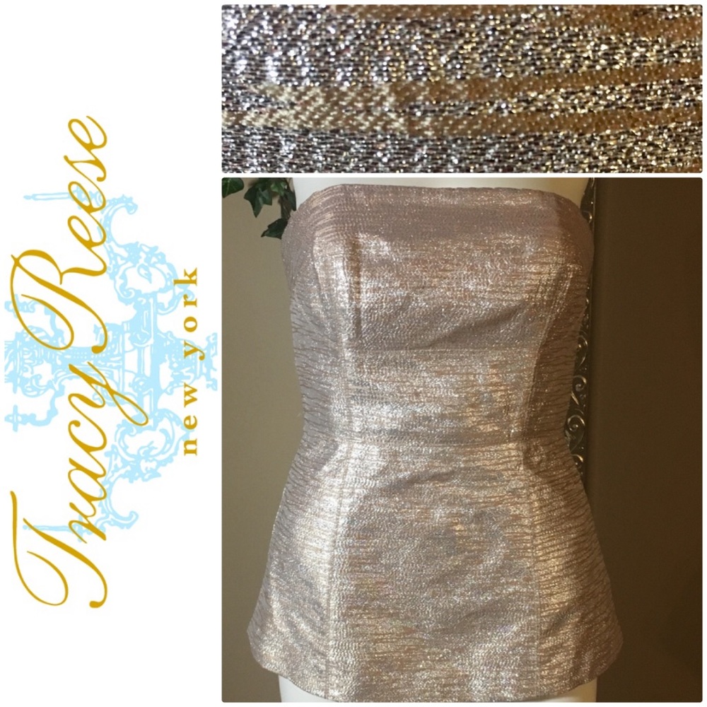 Gorgeous Tracy Reese Silk & Lurex Strapless Top